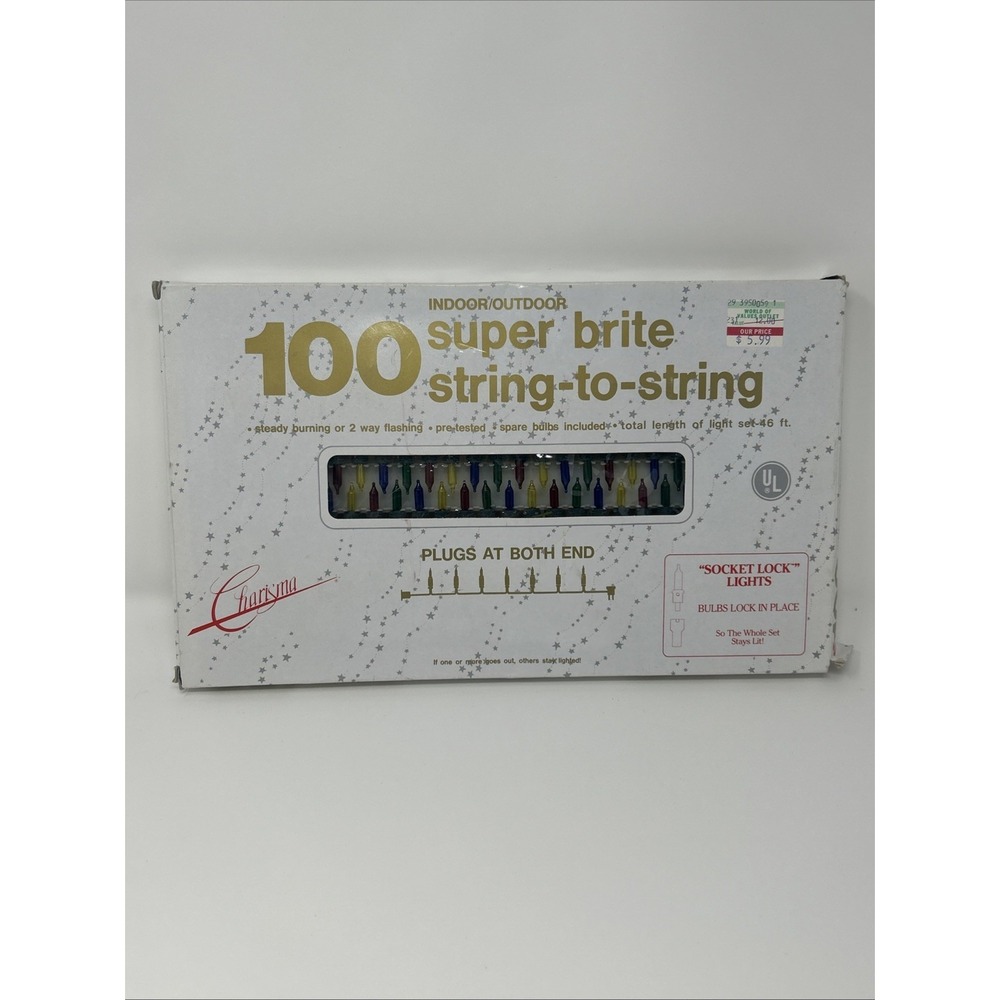 NIB Charisma Indoor/Outdoor 100 Super Brite String-to-String Colored Lights